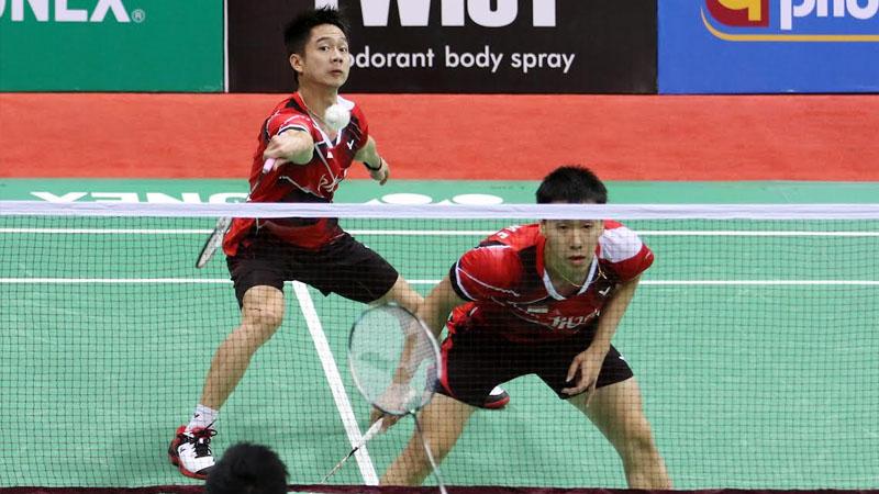 Kevin Sanjaya Sukamuljo/Marcus Fernaldi Gideon lolos ke final India Open Super Series 2016 usai mengalahkan Goh V. Shem/Tan Wee Kiong pada babak semifinal, Siri Fort Sports Complex, New Delhi